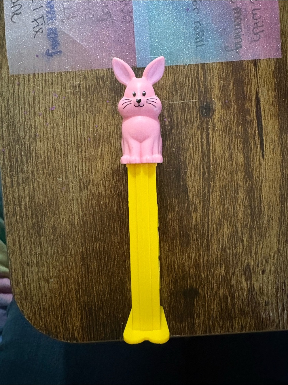 NWOT pink bunny with a yellow base PEZ dispenser